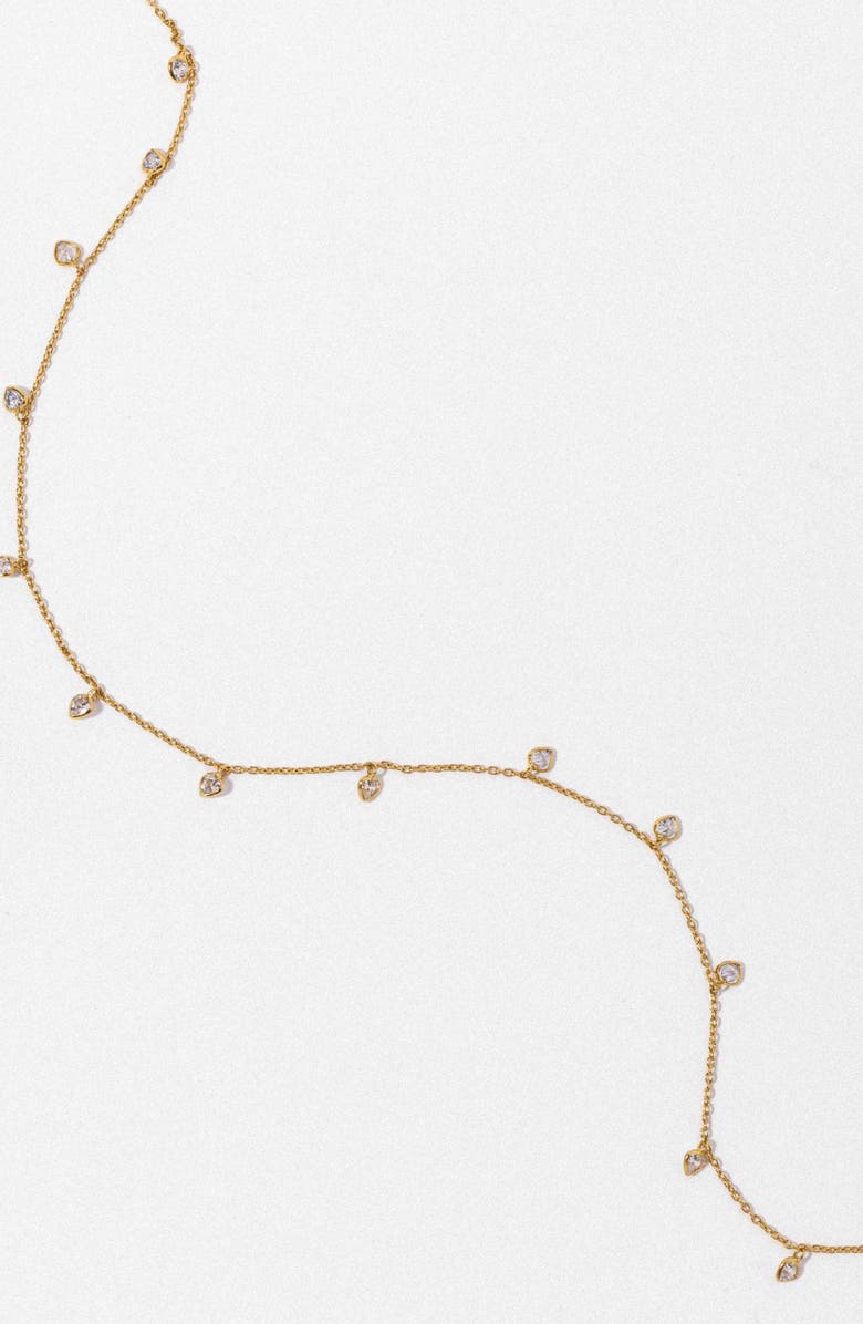 Child of Wild Valentina 24K Gold Vermeil & Cubic Zircoina Heart Station Necklace, Alternate, color, Gold