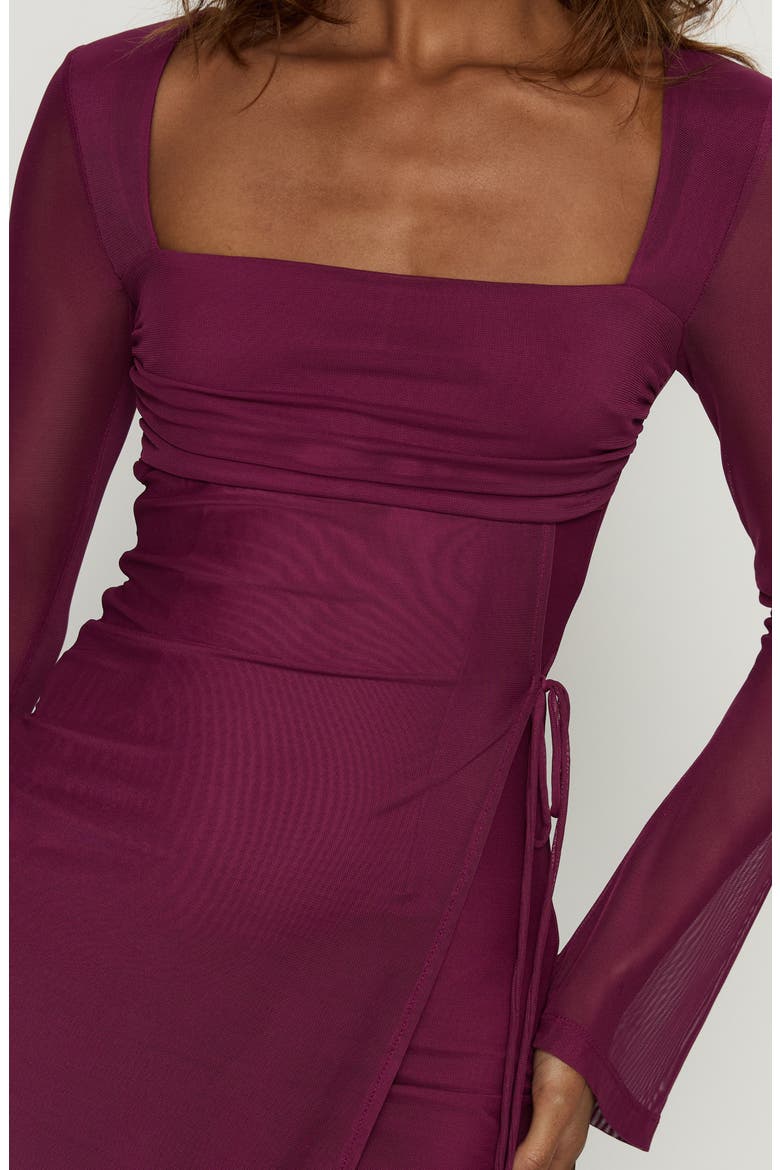 Martinez Mesh Long Sleeve Minidress, Alternate, color, PURPLE