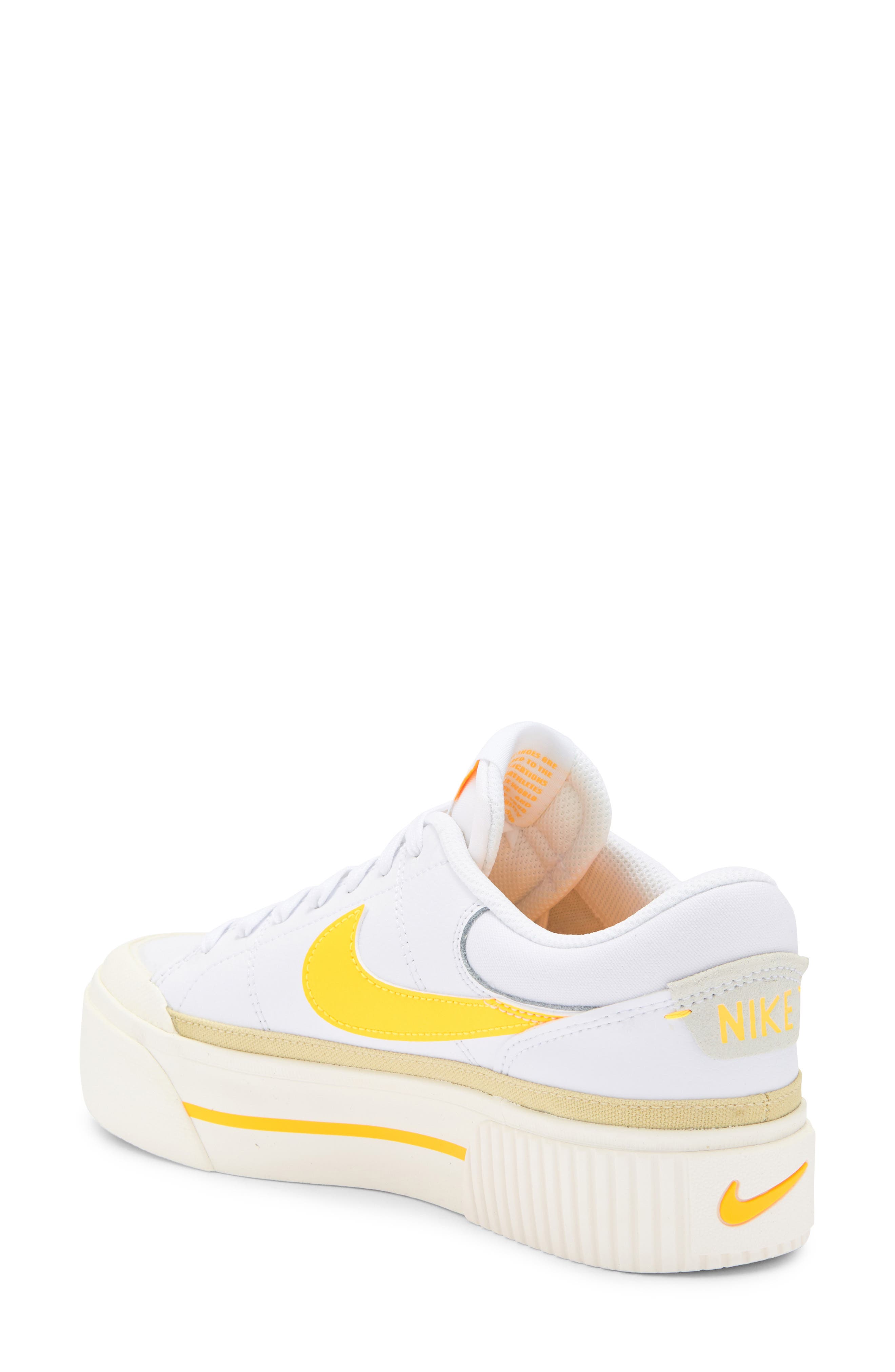 Nike Court Legacy Lift Platform Sneaker, Alternate, color, White/ Orange/ Gold
