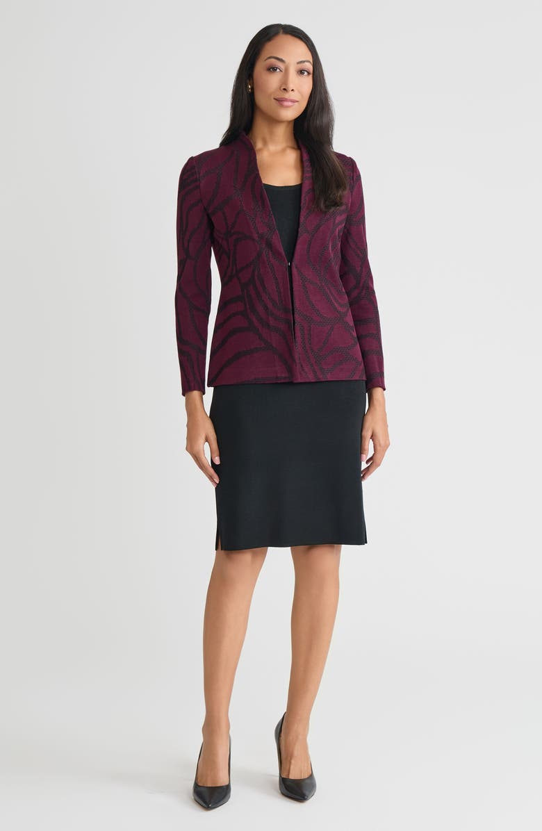 Ming Wang Heritage Rosette Jacquard Knit Jacket, Alternate, color, Midnight Violet/Black