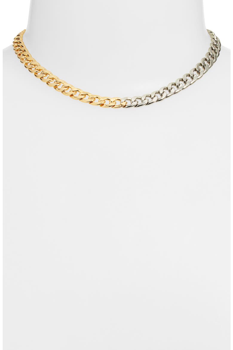 Mini Duotone Choker Necklace, Main, color, GOLD/ SILVER