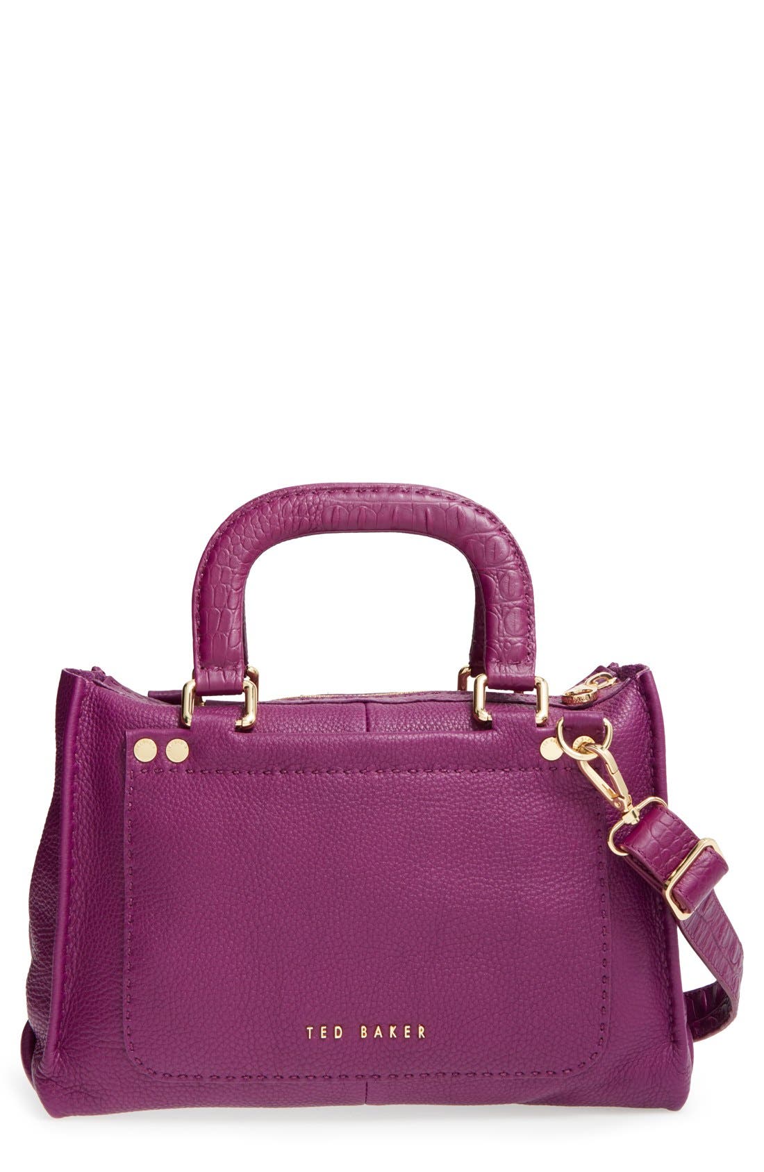 'Gaitory' Leather Tote, Main, color, GRAPE
