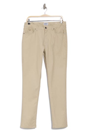 Dkny Powerstretch Straight Leg Pants In Khaki