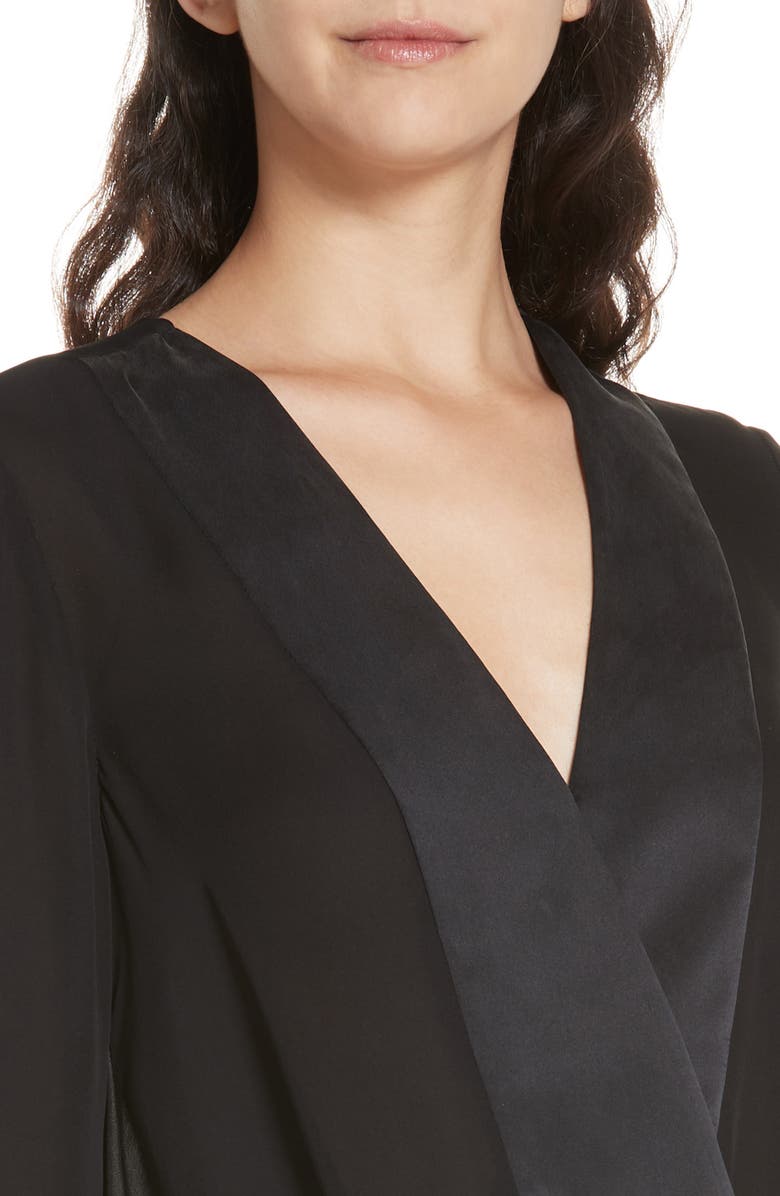 L'AGENCE Kyla Draped Silk Surplice Blouse, Alternate, color,