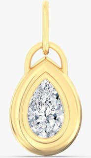 Everlee Golden Domed Pear Lab Diamond Charm in 14K