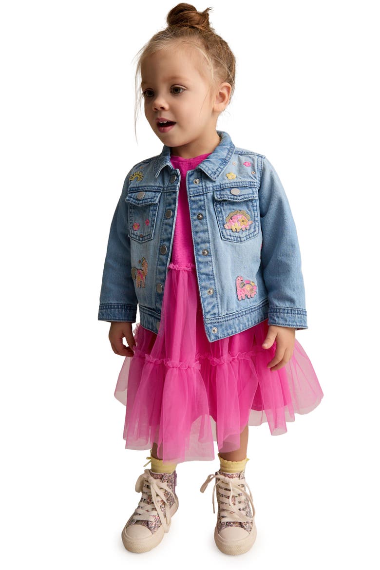 Character Denim Jacket, Alternate, color, BLUE