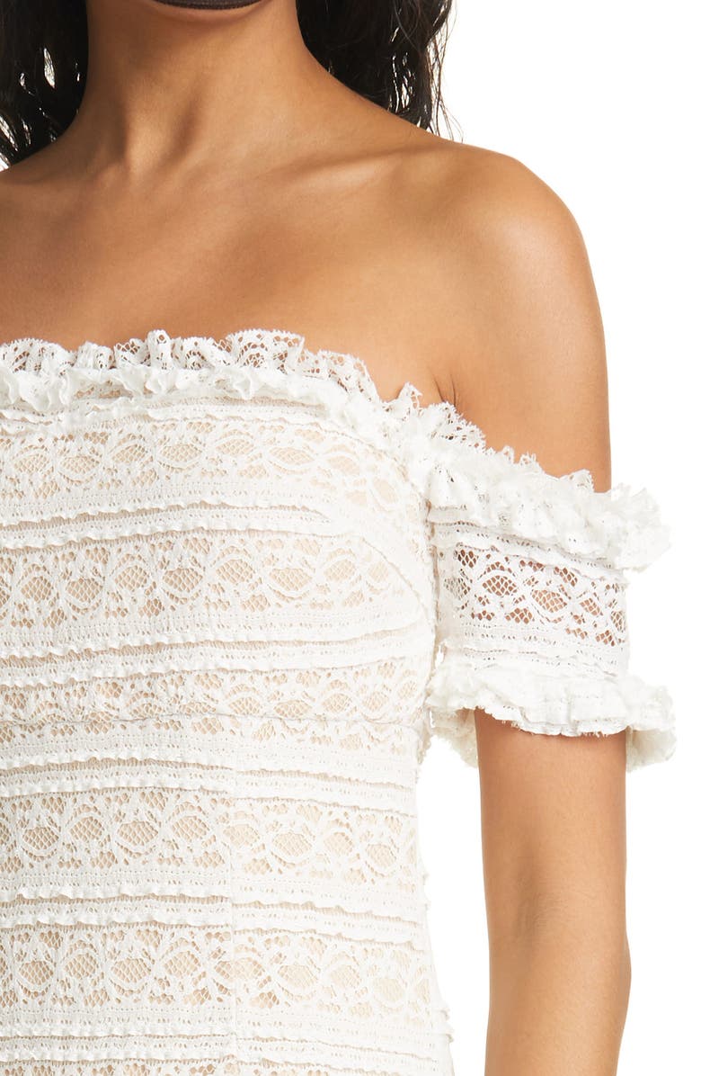 LIKELY Milaro Off the Shoulder Lace Midi Dress, Alternate, color, 
