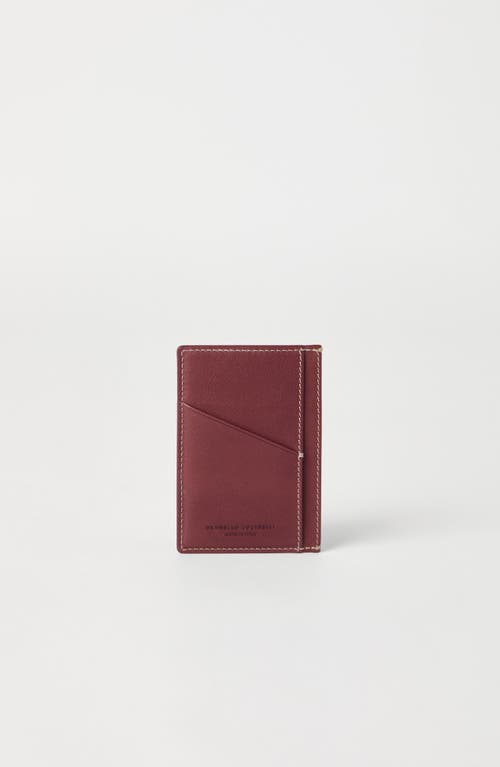 Brunello Cucinelli Calfskin Card Case In Burgundy