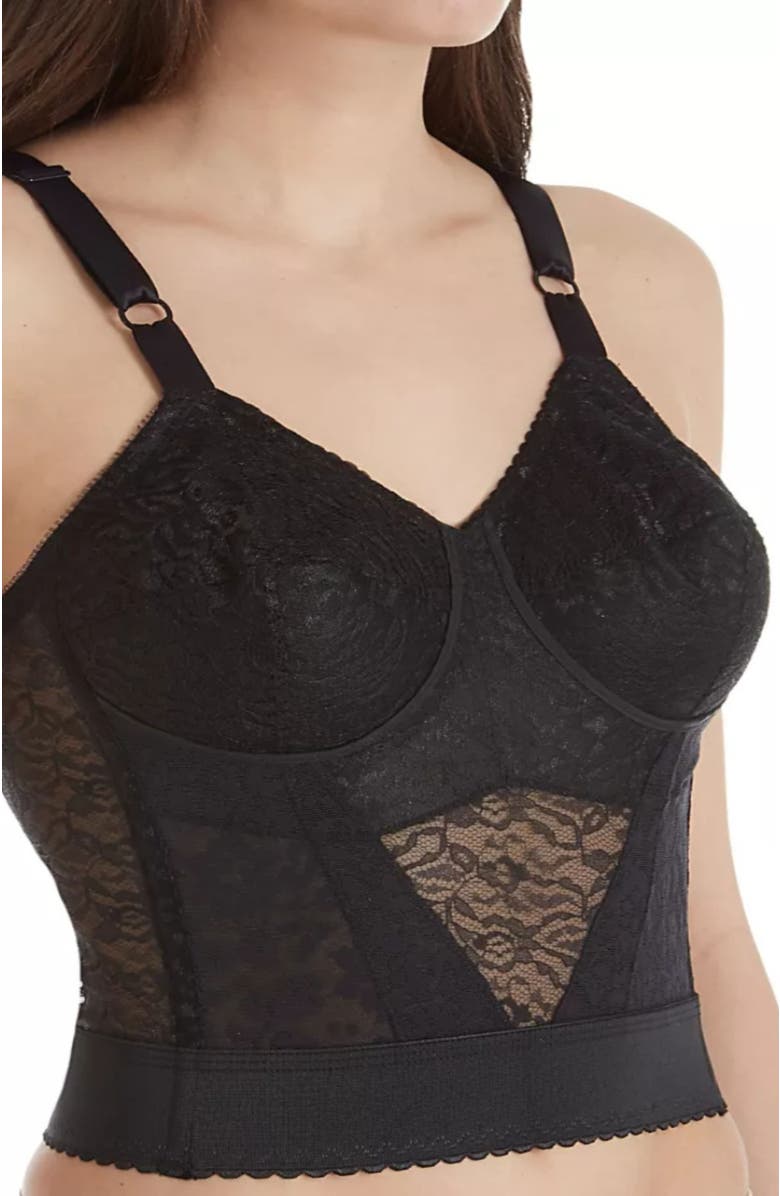 Rago Longline Wireless Shaping Bra with Expandable Cups, Alternate, color, Black