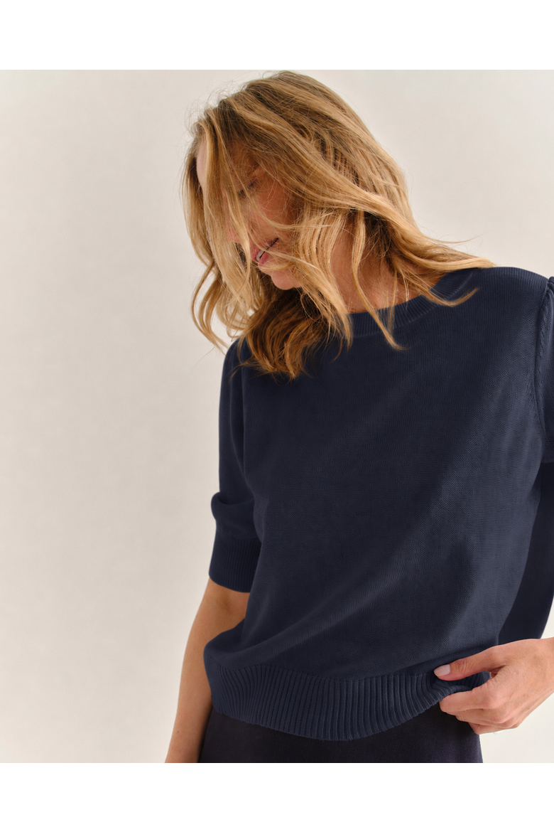 Caden Cotton Crewneck Sweater, Alternate, color, Navy