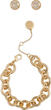 Vince Camuto Chain Link Bracelet & Cubic Zirconia Stud Earrings Gift Set