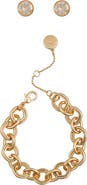 Vince Camuto Chain Link Bracelet & Cubic Zirconia Stud Earrings Gift Set