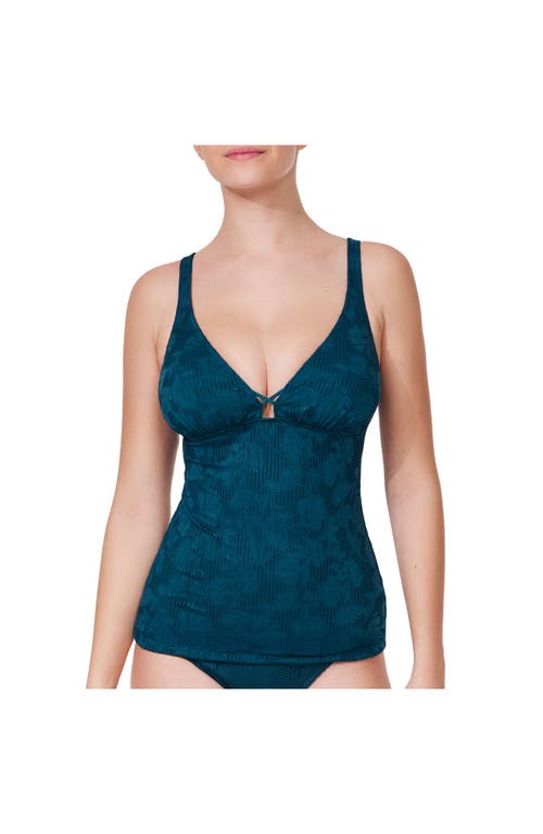 Gottex Jolene Textured V Neck Tankini Top In Blue