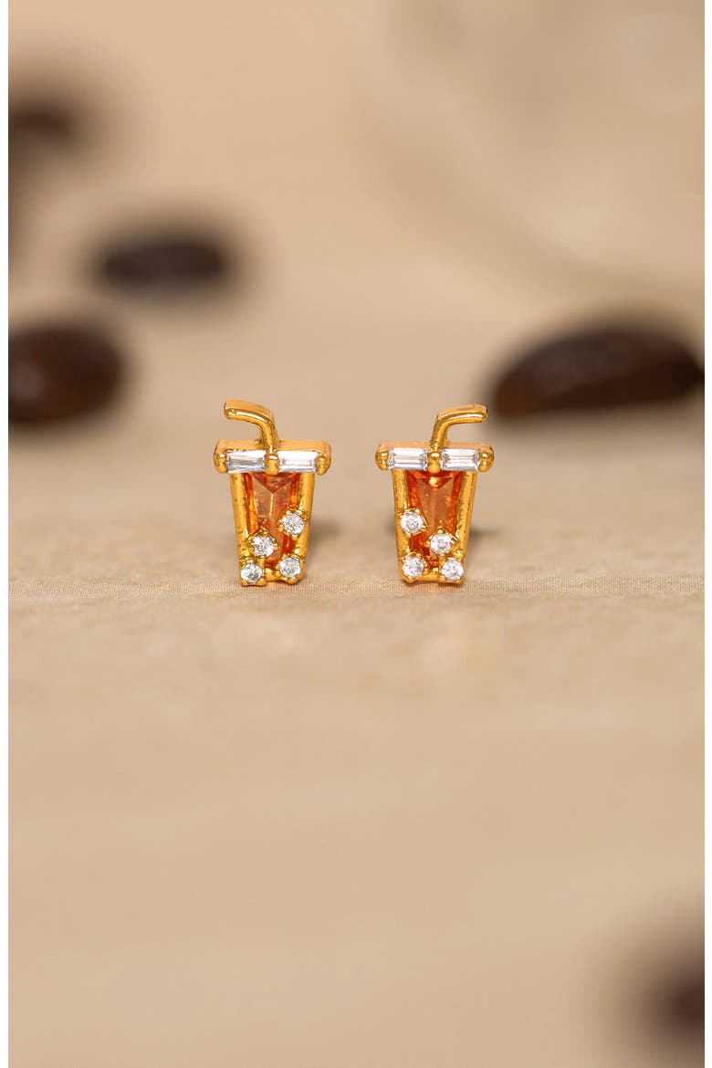 Iced Coffee Stud Earrings, Alternate, color, GOLD