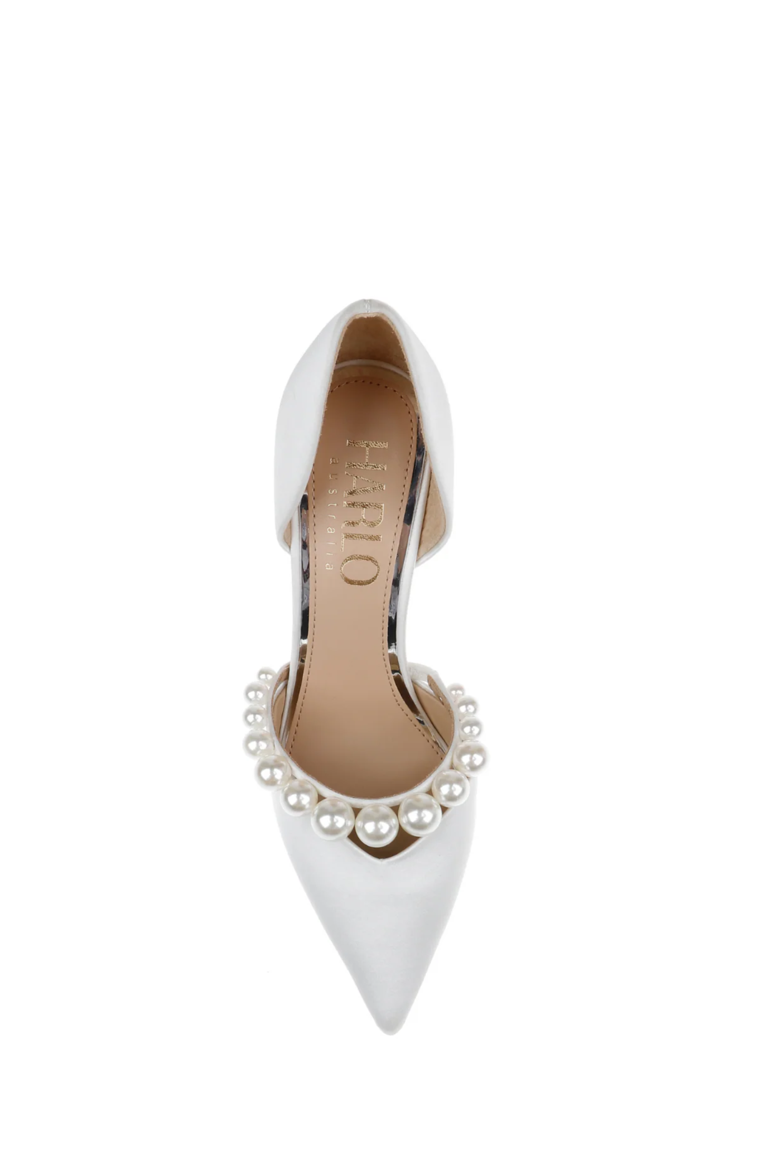 HARLO Emma - Satin Bridal D'Orsay Mid Heel with Pearl Strap, Alternate, color, Soft White Satin