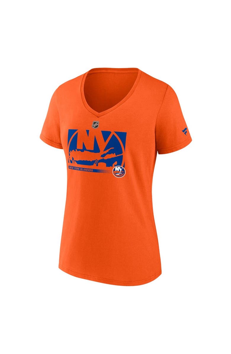 FANATICS Women's Fanatics Branded Orange New York Islanders Authentic Pro Core Collection Secondary Logo V-Neck T-Shirt, Alternate, color, 