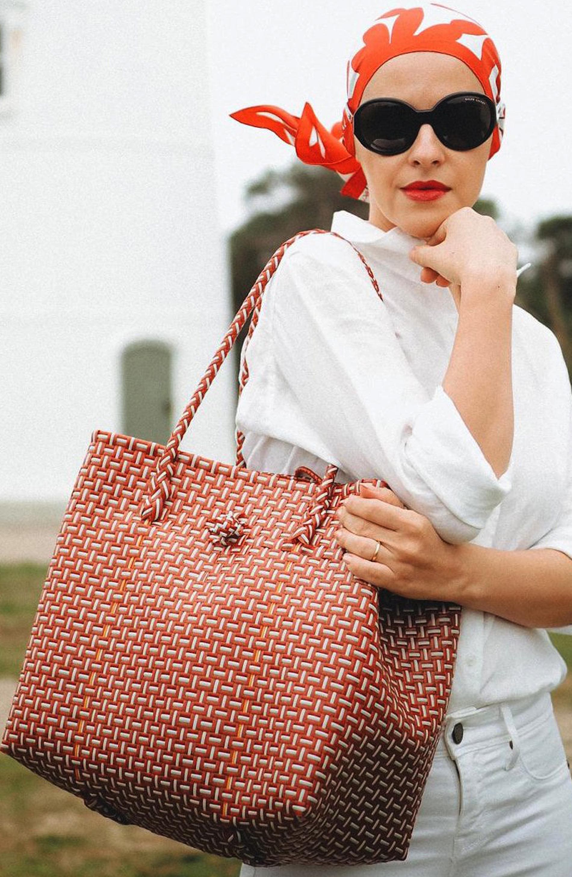 The Toko Recycled Woven Tote Bag, Alternate, color, Red