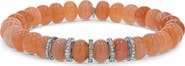 Sheryl Lowe Peach Moonstone 8MM Bead Bracelet With 5 Diamond Rondelles