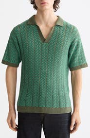 Scotch & Soda Open Knit Johnny Collar Polo Sweater