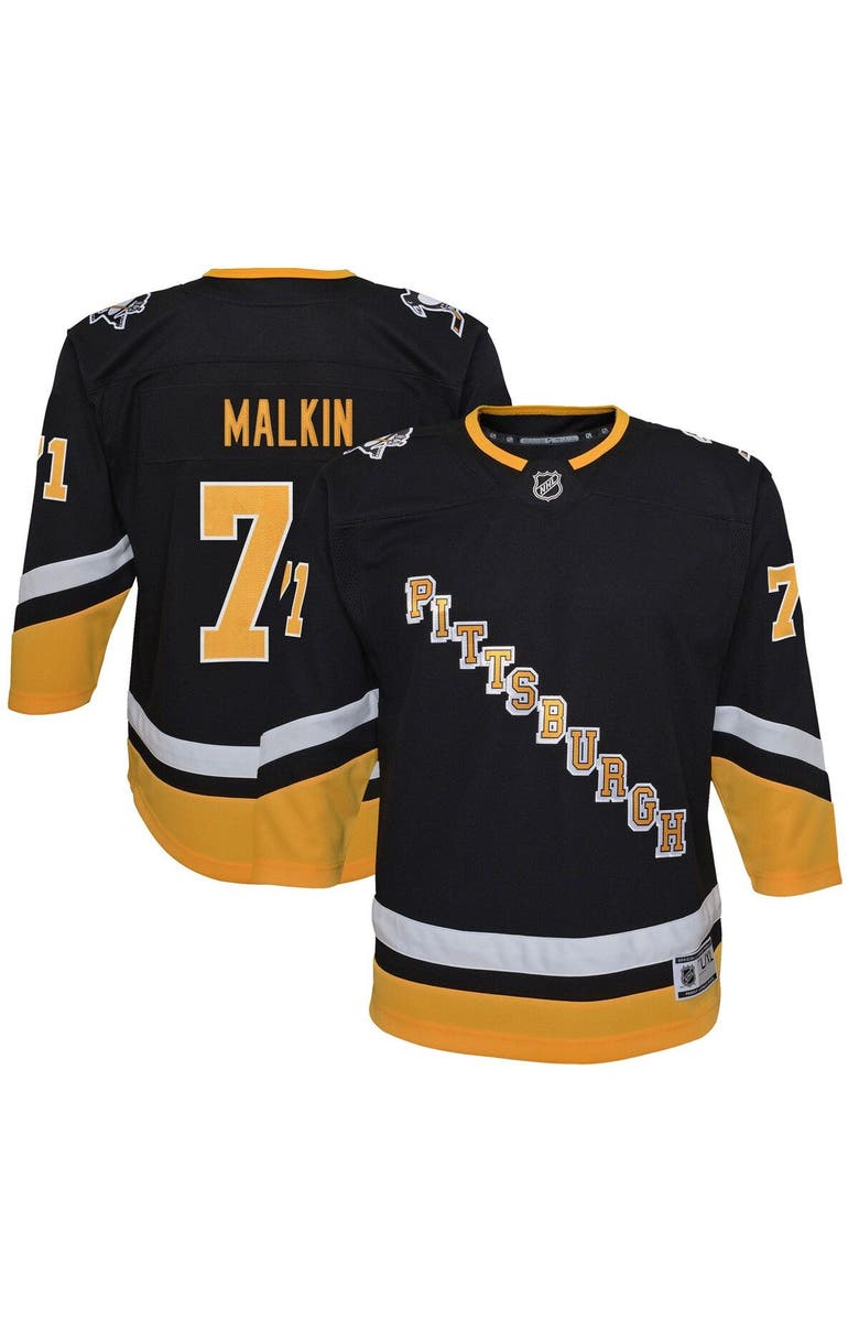 Outerstuff Youth Evgeni Malkin Black Pittsburgh Penguins 2021/22 Alternate Premier Player Jersey, Main, color, Black