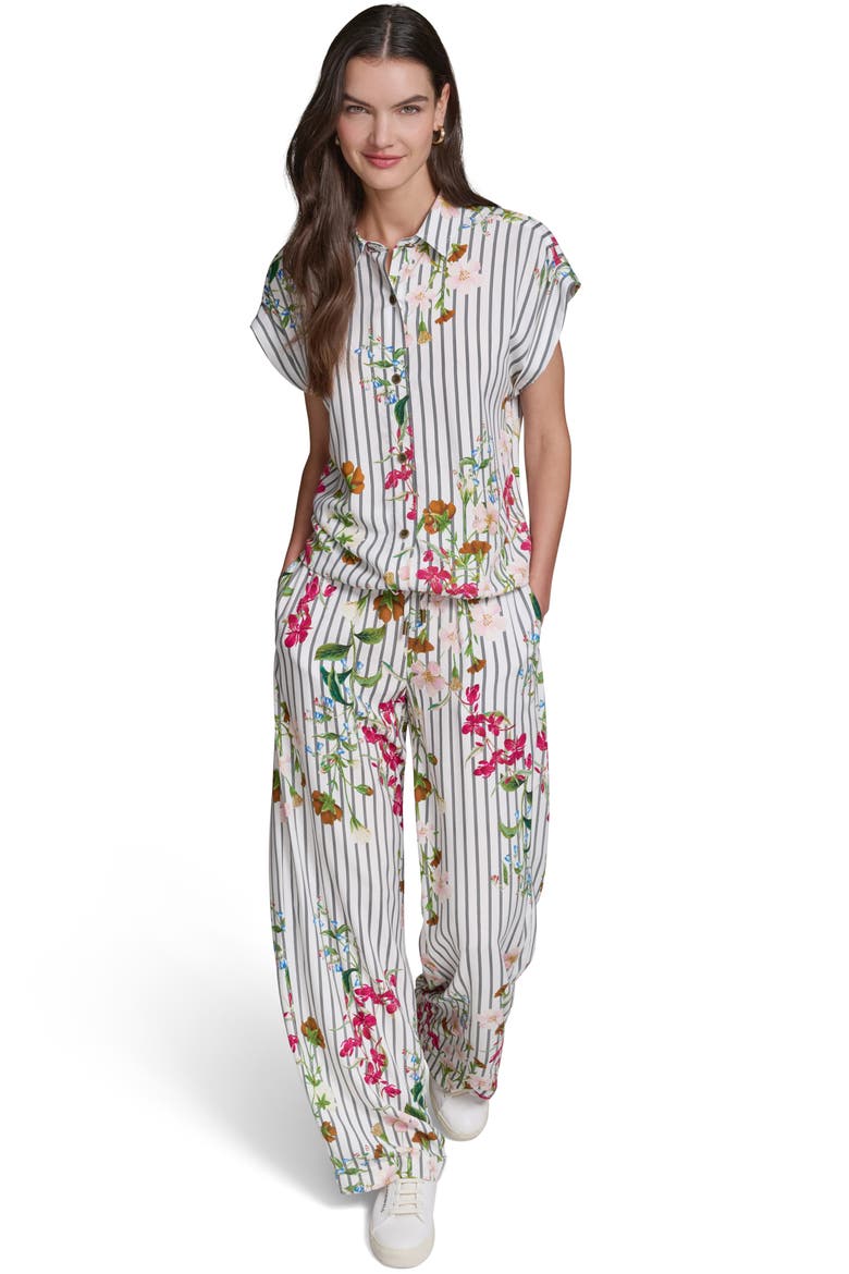Stripe Flower Print Wide Leg Pants, Alternate, color, SOFT WHITE MIDNIGHT NAVY MULTI