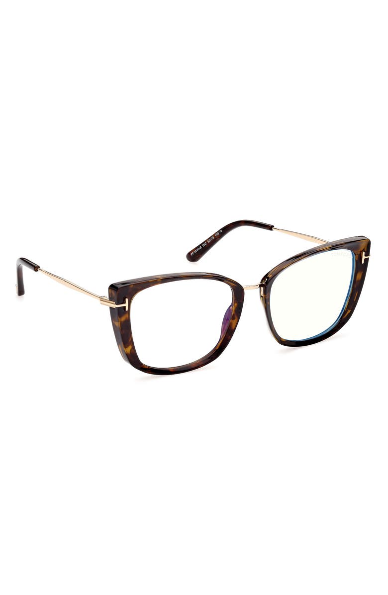TOM FORD 53mm Cat Eye Blue Light Blocking Glasses, Alternate, color, Dhav