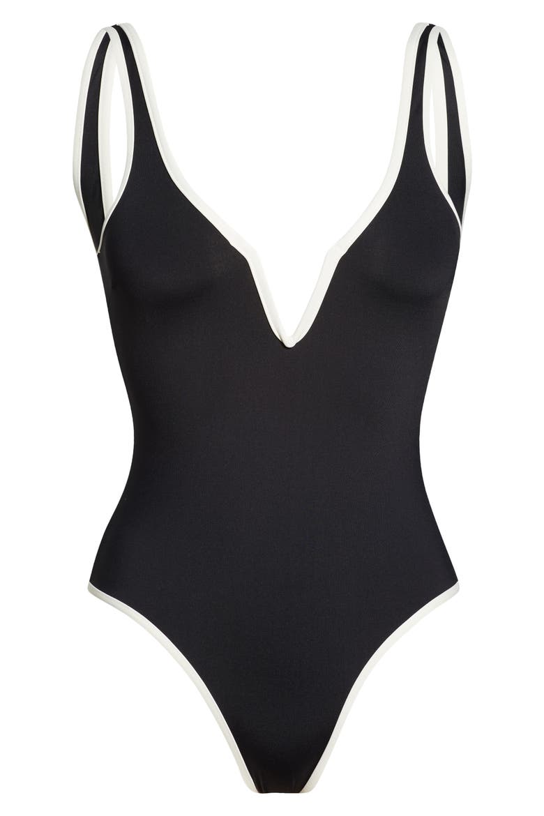 Coco One-Piece Swimsuit, Alternate, color, BLACK/ CREAM