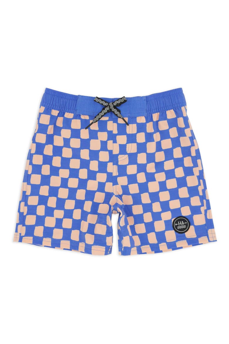 Kids' Classic Checkerboard Board Shorts, Main, color, MARINA BLUE
