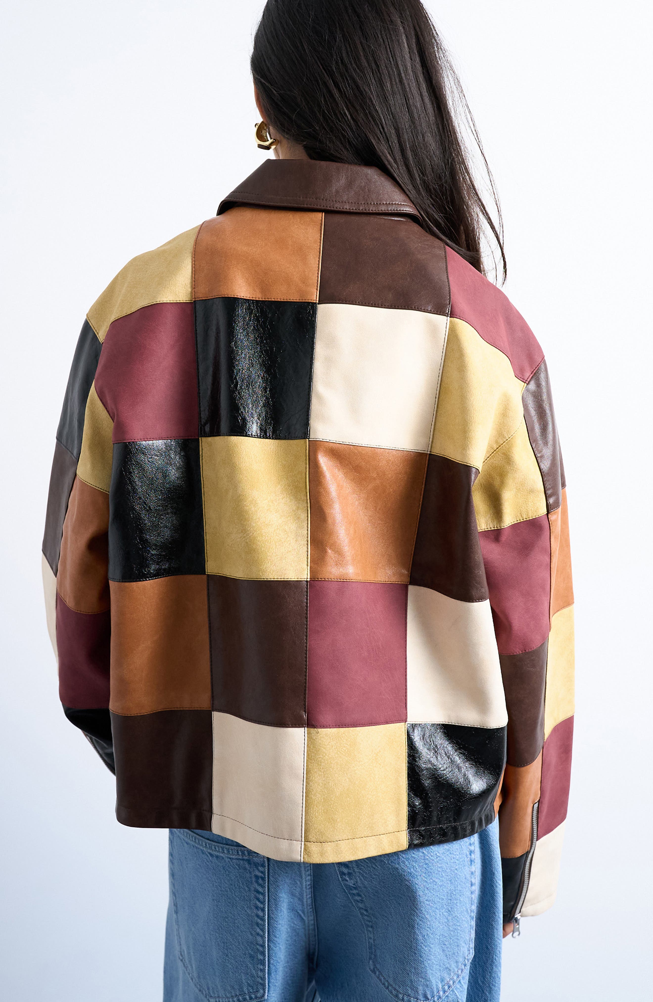 Patchwork Faux Leather Jacket - image 2