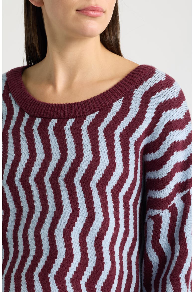 Vertical Squiggle Pullover, Alternate, color, BORDEAUX