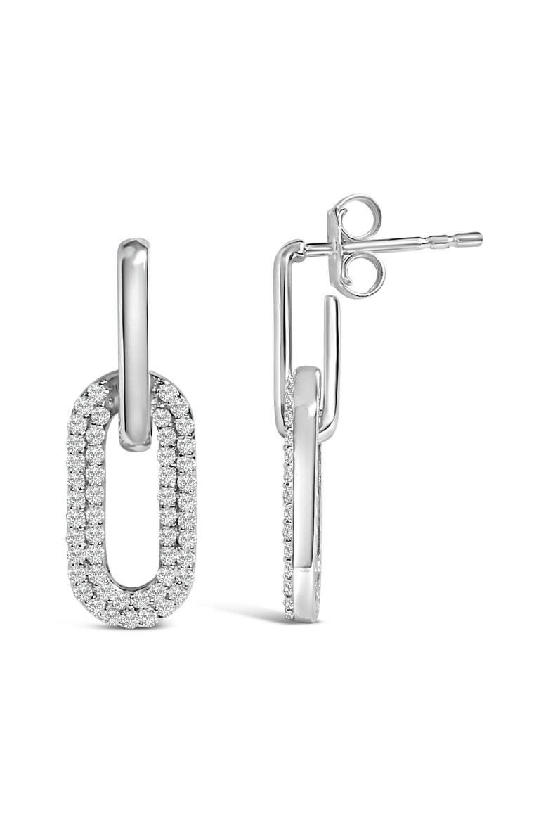 10K Gold 1/2 Cttw Lab Grown Diamond Dangling Paperclip Drop Earrings, Alternate, color, White