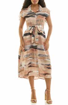 Print Short Sleeve Shirtdress