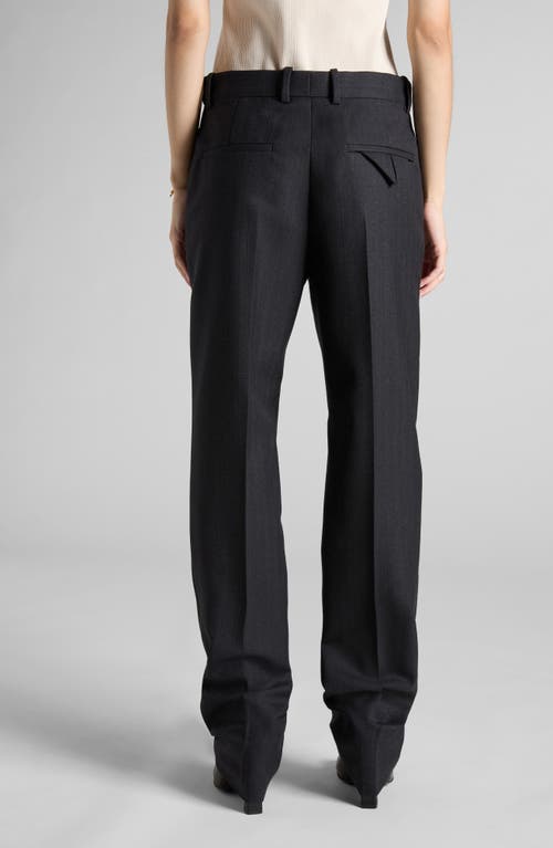 Bottega Veneta Stripe Wool Twill Straight Leg Pants In 1292 Black/dark Blue