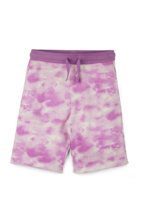 Shop Mightly Organic Cotton Fleece Knee Shorts In Lilac Cloud