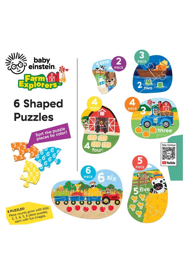 Baby Einstein Farm 6-Pack Mini Puzzles, Alternate, color, Multicolor