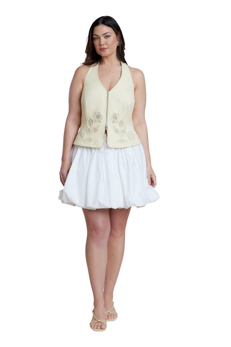Floral Embroidery Denim Vest, Alternate, color, SUNLIGHT
