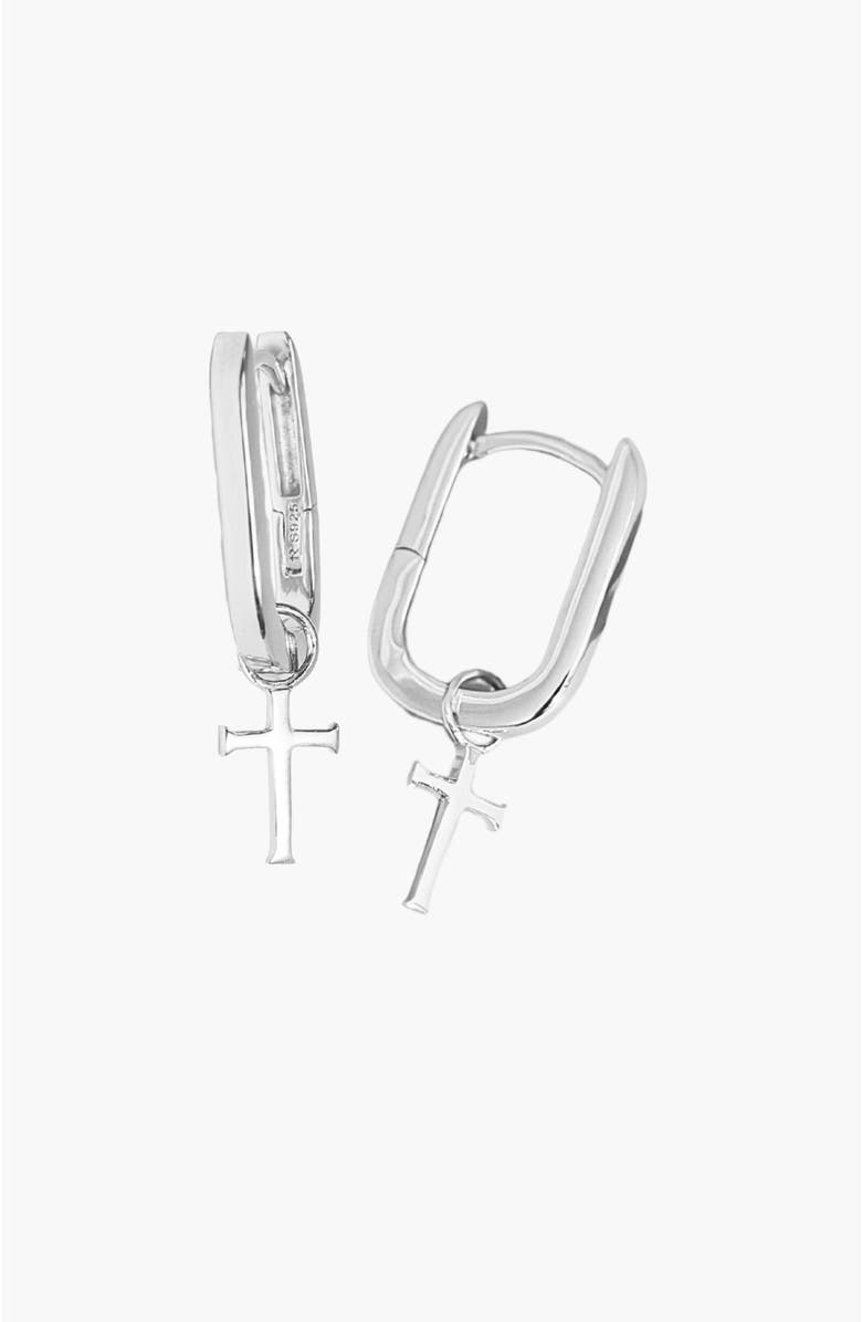 Rizen Jewelry Chain Breaker U Hoop Earrings, Alternate, color, Sterling Silver