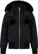 Moose Knuckles Debbie Genuine Shearling Trim Hooded Water Repellent 800 Fill Power Down Bomber Jacket