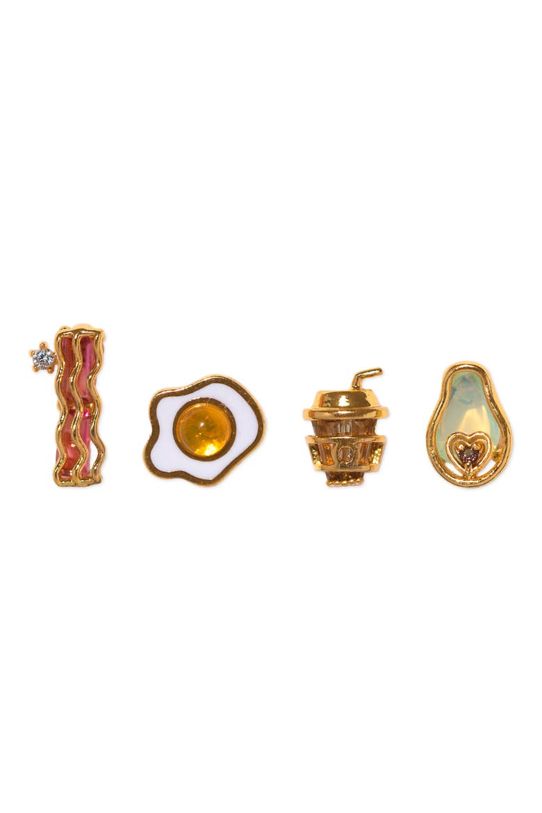 Thanks a Brunch Set of 4 Assorted Single Stud Earrings, Main, color, GOLD