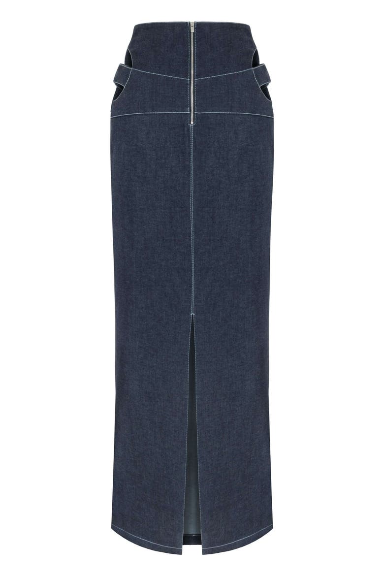 Vonk Cut Out Denim Skirt - Stylish Women's Maxi, Alternate, color, Blue