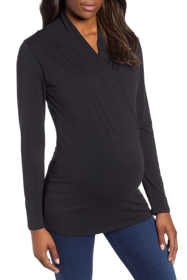 Maternity/Nursing Top, Main, color, BLACK