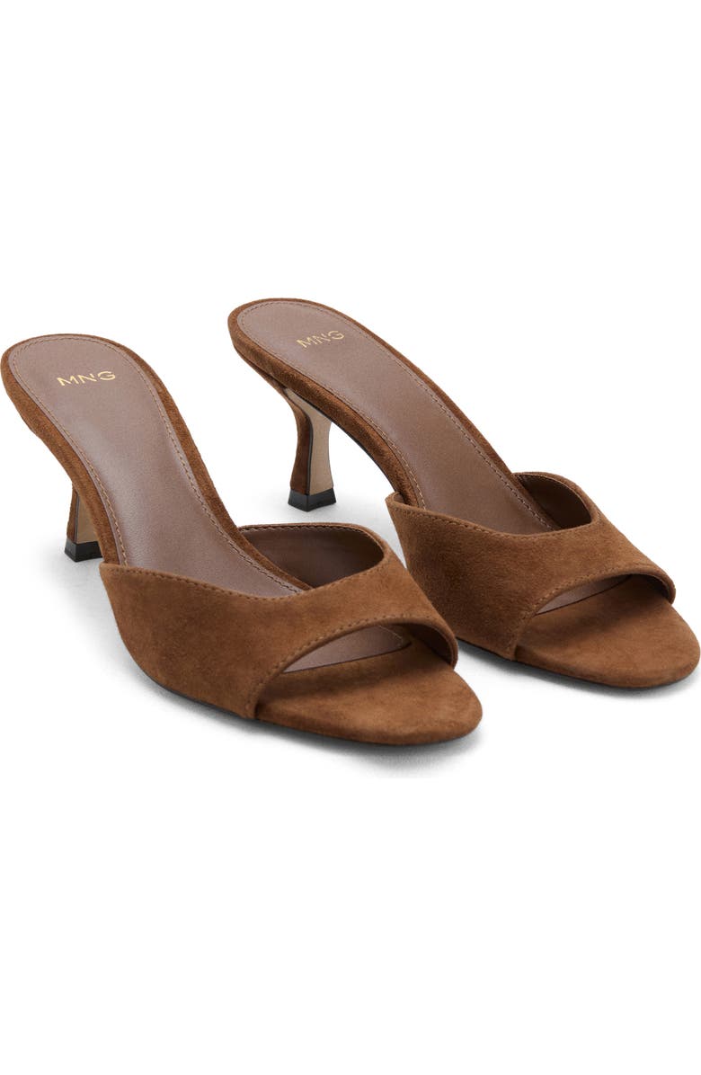 MANGO Funnel Heel Slide Sandal, Main, color, Leather