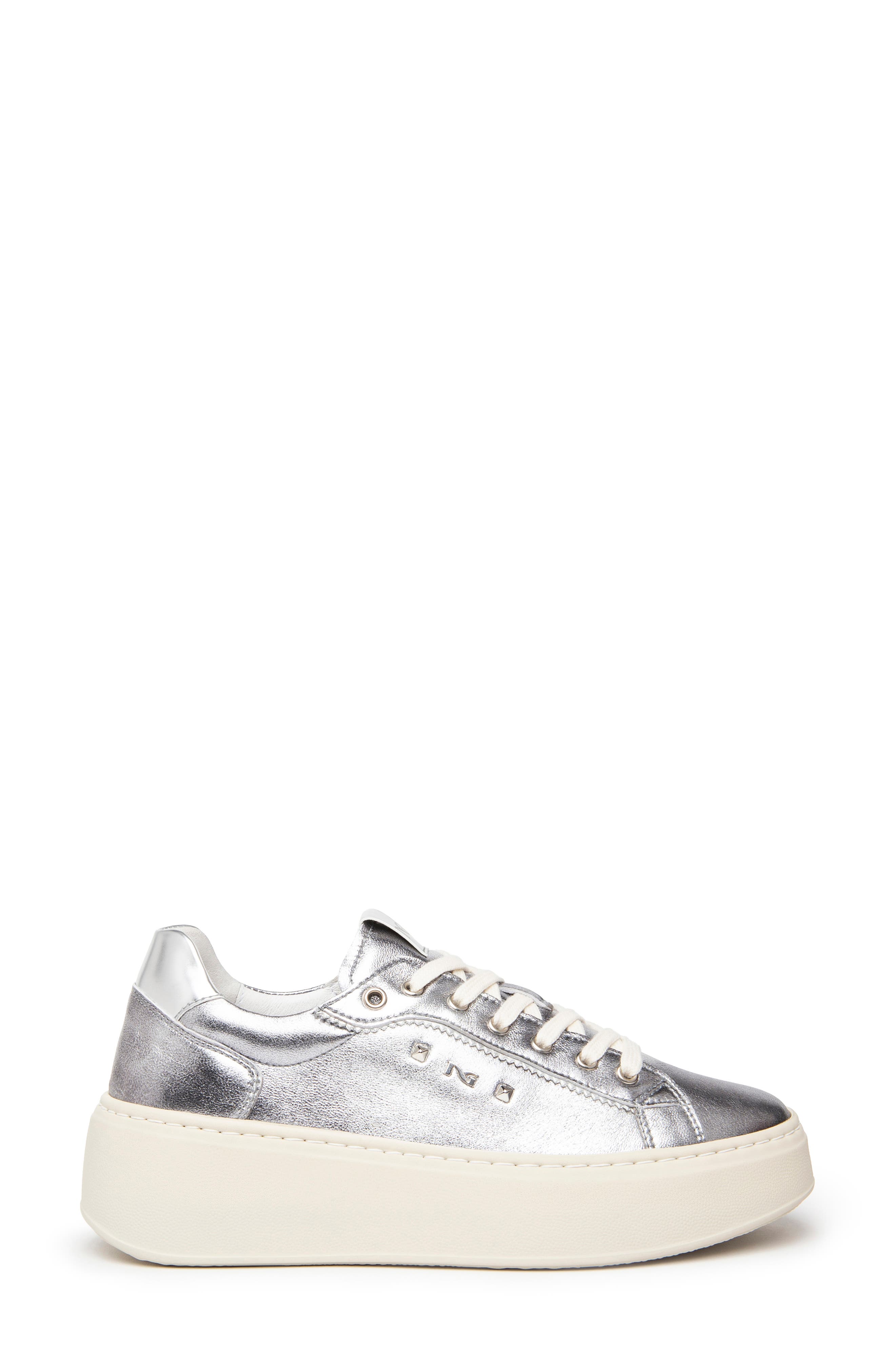 NeroGiardini Metallic Platform Sneaker, Alternate, color, Silver
