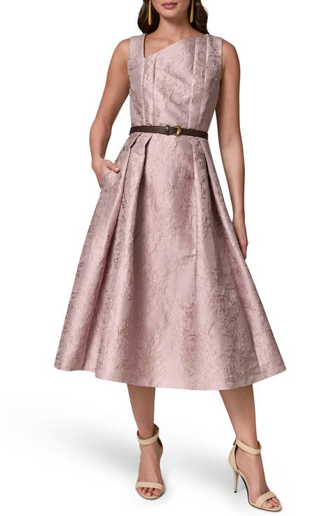 Floral Jacquard Fit & Flare Midi Dress