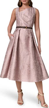 Donna Karan New York Floral Jacquard Fit & Flare Midi Dress