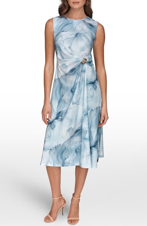 Floral Knot Detail Midi Dress