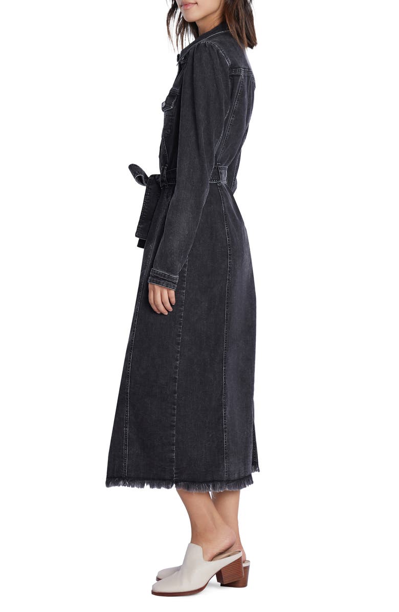 Wash Lab Denim Long Sleeve Denim Shirtdress, Alternate, color, Shady Black