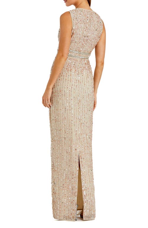 MAC DUGGAL MAC DUGGAL SEQUINED HIGH NECK SLEEVELESS COLUMN GOWN 