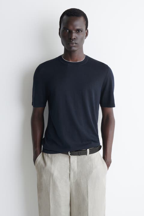 Contrast-tipped Silk-cotton T-shirt