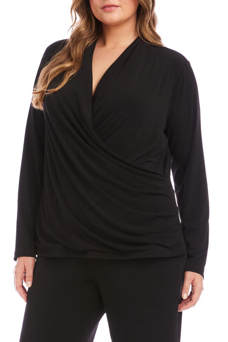 Travel Jersey Faux Wrap Top, Alternate, color, BLACK